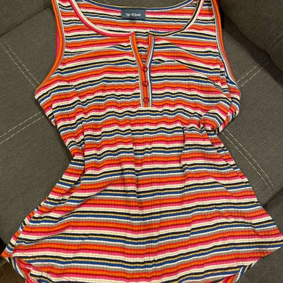 Modcloth Faux Button Up Horizontal Stripe Tank - Picture 5 of 5